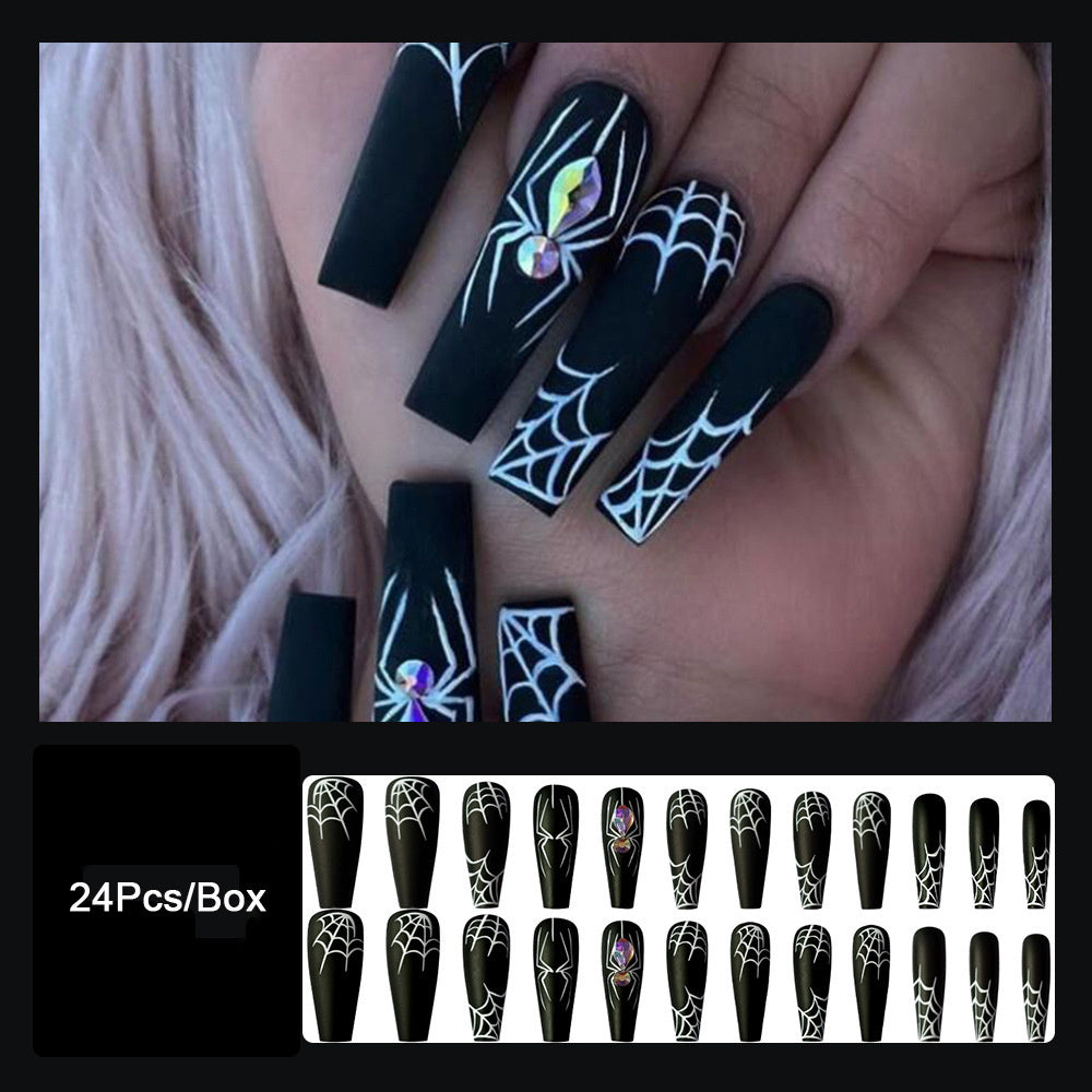 Dark Spider Halloween Press-On Nails – Sweet & Cool Armor Style